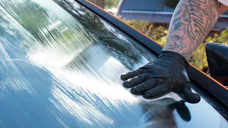 glassparency coating being applied to a windshield
